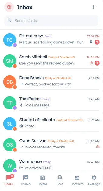 Every number in one list. Up to 10 WhatsApp numbers, color tagged, on every device you sign in on.